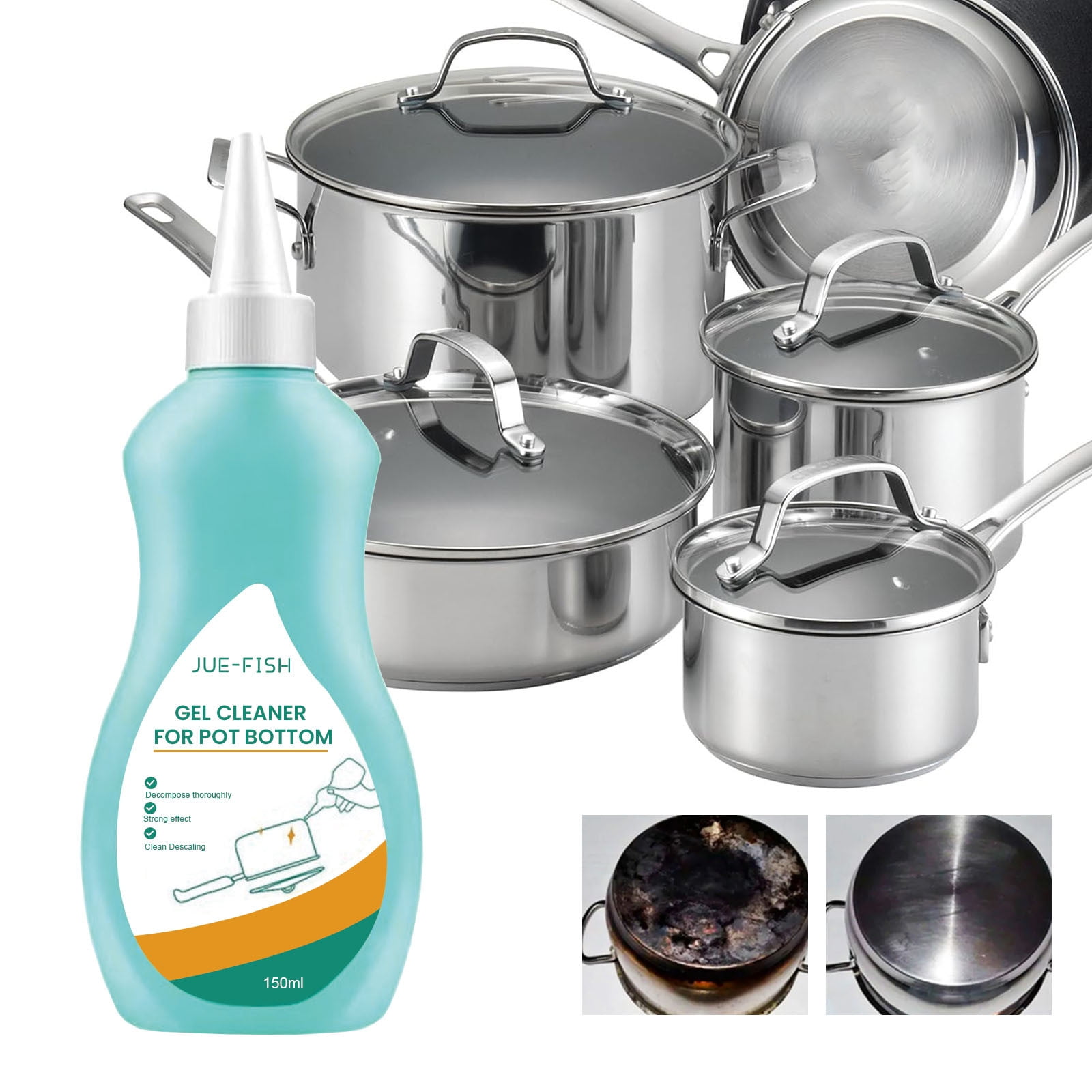 Black Pot Bottom Cleaning Gel Stainless Steel Cleaner, Strong