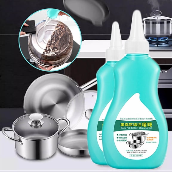 Black Pot Bottom Cleaning Gel, Strong Stainless Steel Cleaner for Pots, Powerful Decontamination and Rust Remover for Kitchen Utensils 150ml