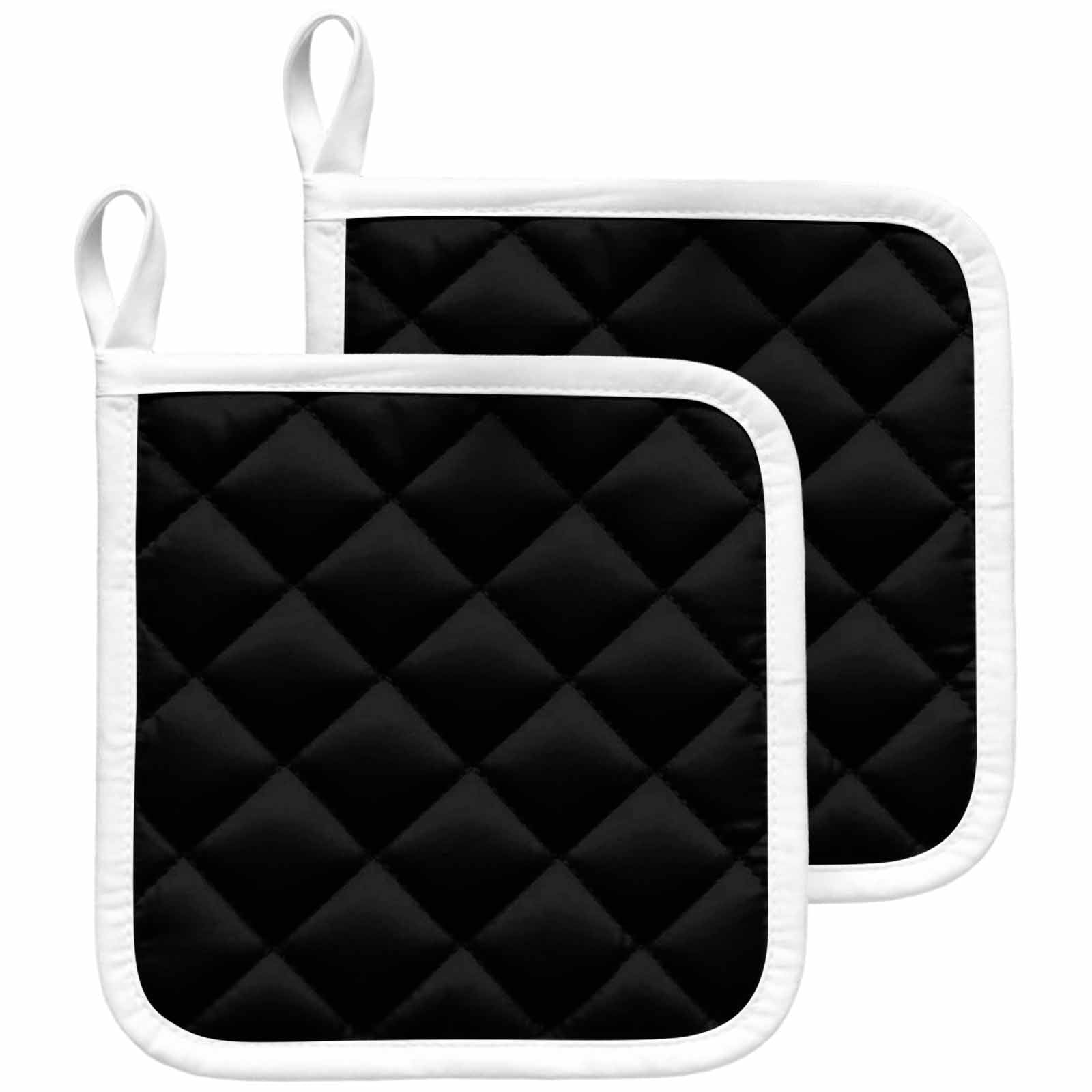 Black Pot Holders for Kitchen Heatproof Potholder, 2 Pack Pure Black Hot Pads Multipurpose Oven Pads Cloth Potholders Trivet for Cooking and Baking