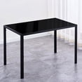 thumbnail image 1 of Black Powder-coated Steel Dining - Glass Tabletop, Fits 4 People Easily Contemporary Glass-topped Table Strong Metal Base, 47"(l) X 27.5"(w, 1 of 4