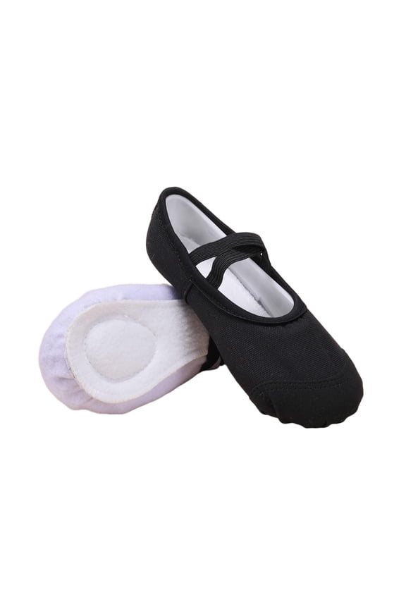 Black Practice Shoes For Young Dancers With Flexible Sole, Elastic Laces Providing Support