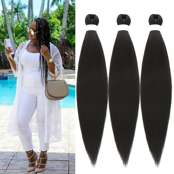 Black Pre Stretched Braiding hair Box Braid Kanekalon Braiding Hair Human Hair 26 inch