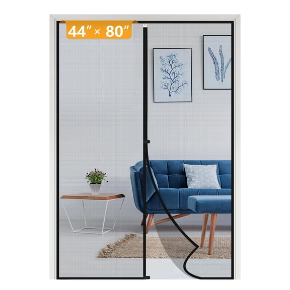 Black Preformed Magnetic Screen Door Fits Door Size 44" x 80"