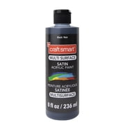 Craft Smart Black Premium Satin Acrylic Paint - Multi-Surface, Water-Based, Weather Resistant & Dishwasher Safe, 8 Pack