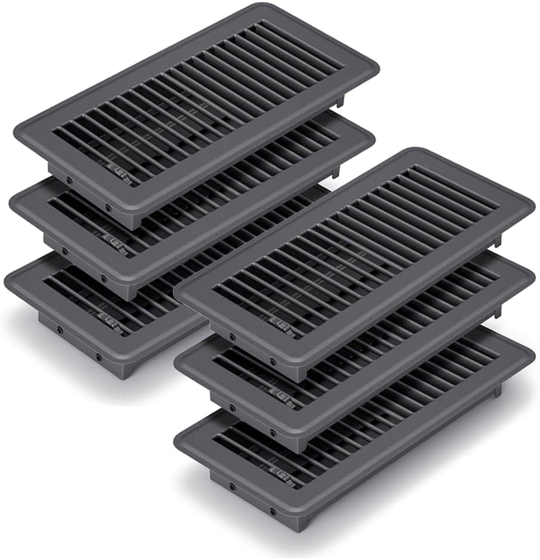 Black Premium Steel Adjustable 4" x 10" Floor Register Vent Cover 6-Pack for Home