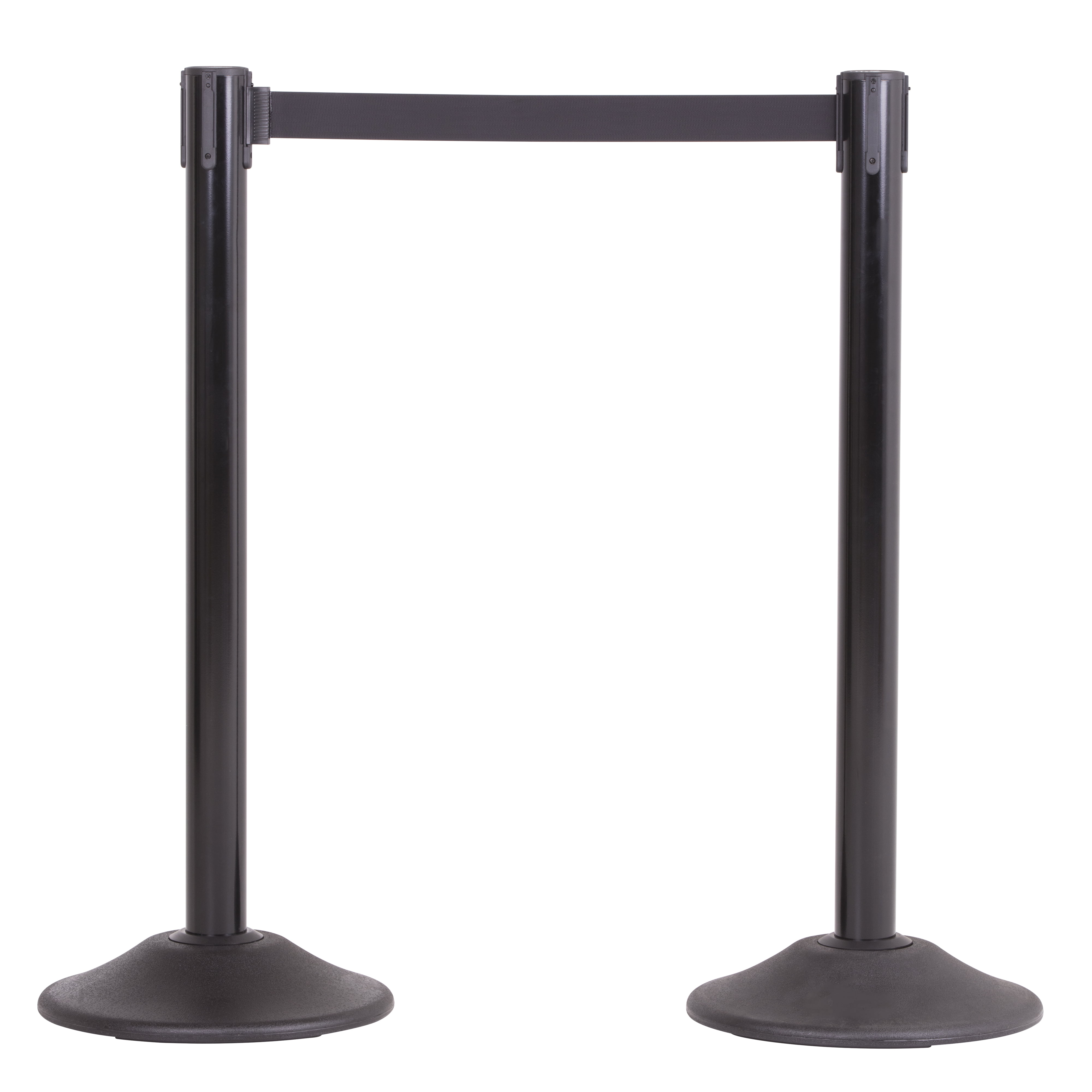 Black Steel Stanchion with 13-Foot Retractable Belt - 2 Pack