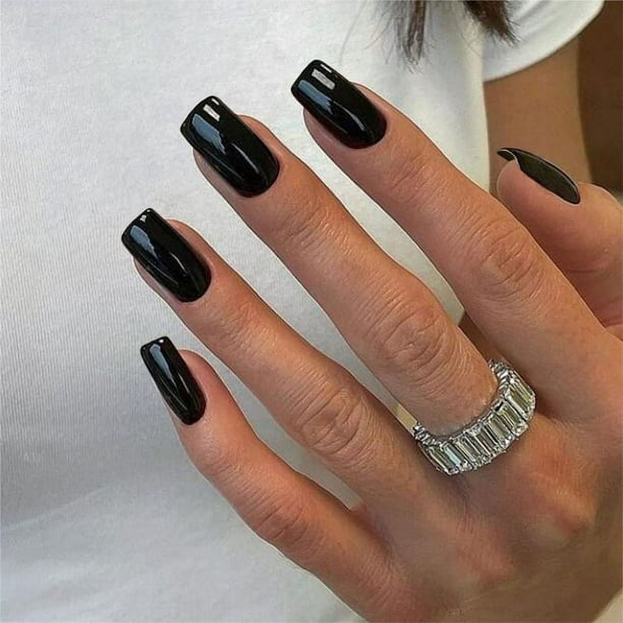 Black square acrylic on sale nails