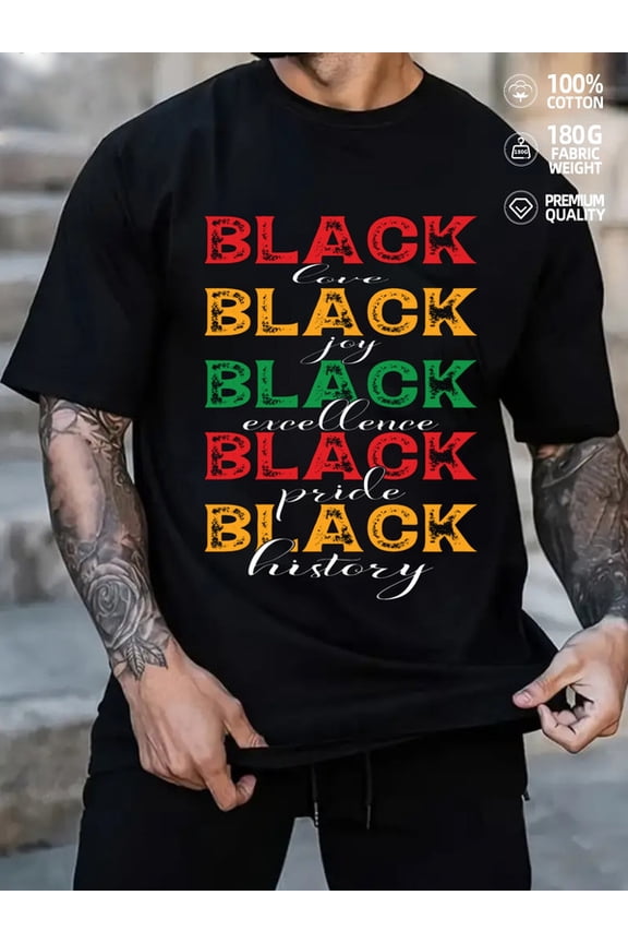 Black Pride Joy for men Black History Month black 180G 100% Cotton Commemorative clothing Inspirational Classic Unisex Shirt Short Sleeve tshirts Basic Unisex Shirt Cotton tshirts