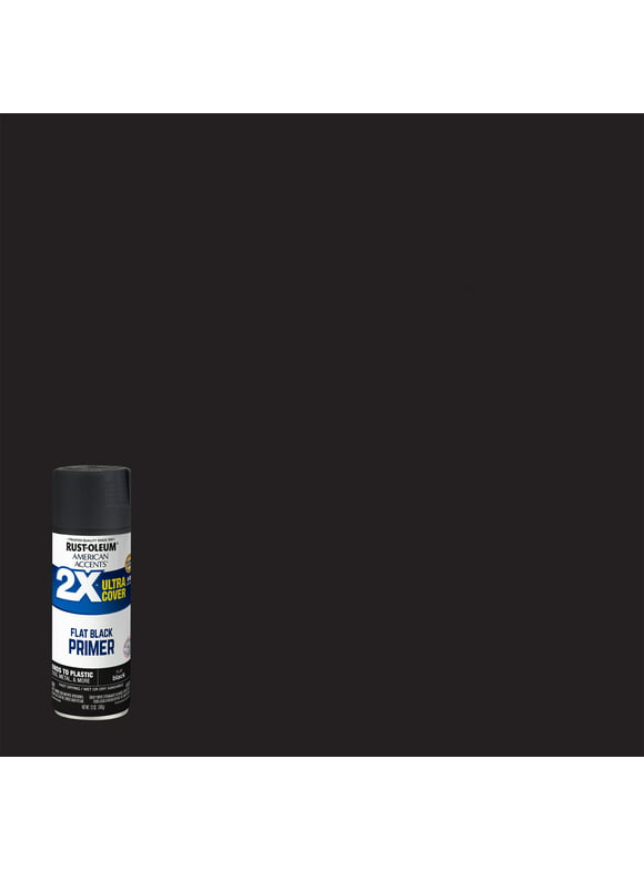 Black Primer, Rust-Oleum American Accents 2X Ultra Cover Flat Spray Paint- 12 oz