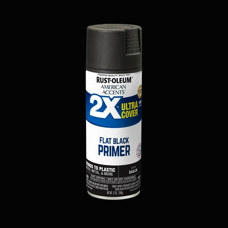 Black Primer, Rust-Oleum American Accents 2X Ultra Cover Flat Spray Paint-327911, 12 oz