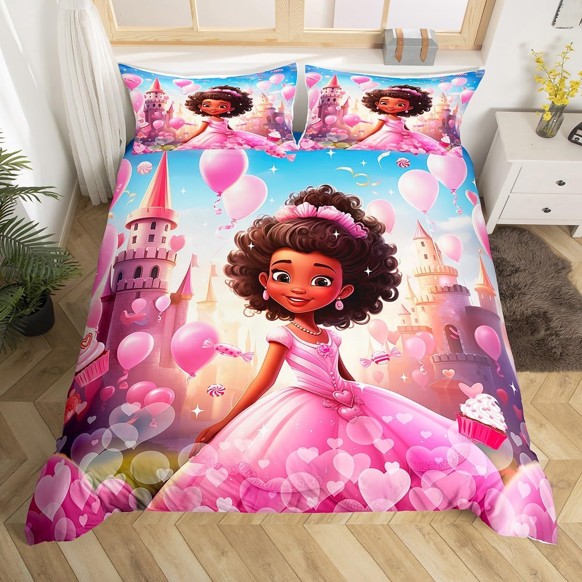 Black Princess Bedding Set 3 Pcs,American Style Girl Fairy Tale ...