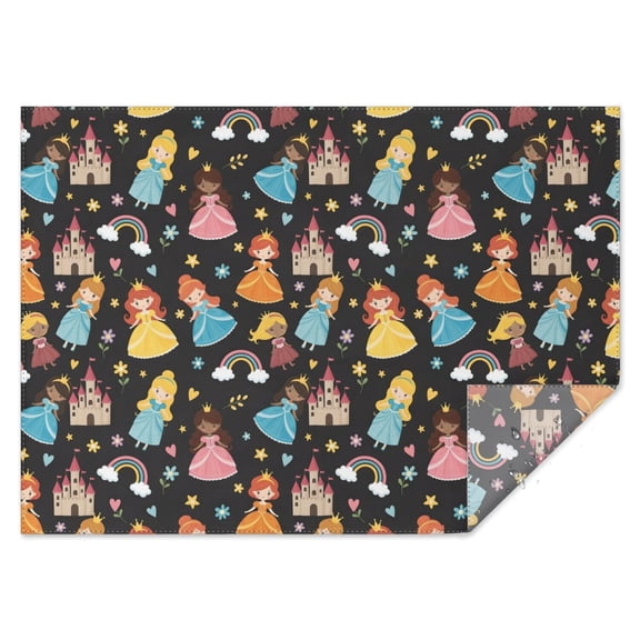 Black Princess Castle Pattern Rectangle Tablecloth 60"x84",Waterproof Polyester Rectangle Table Cloth, Wipeable Spillproof Polyester Tablecloth for Dining, Camping, Indoor and Outdoor