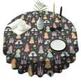 thumbnail image 1 of Black Princess Castle Rainbow Pattern Round Tablecloth 60"x60",Wrinkle Wipeable Table Cloth for Kitchen Dining Room Picnic Patio Party, 1 of 6