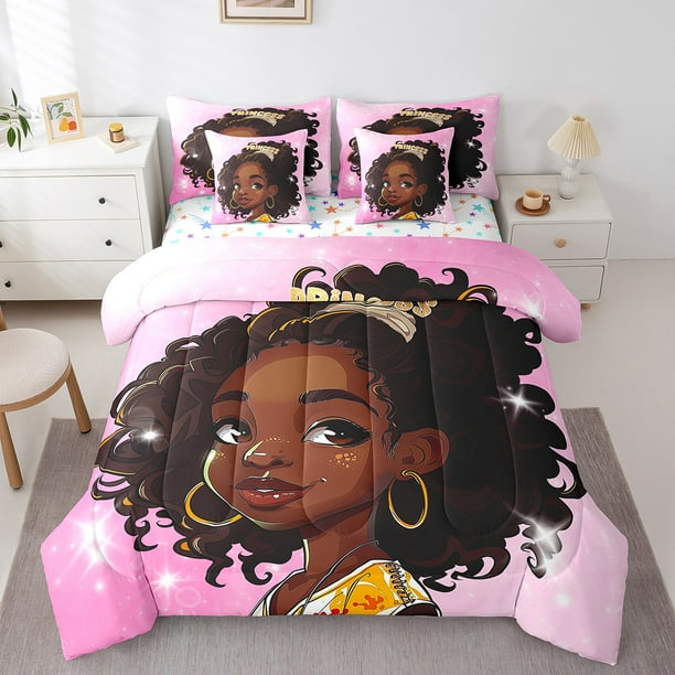 Black Princess Bedding Set American African Queen Size Comforter
