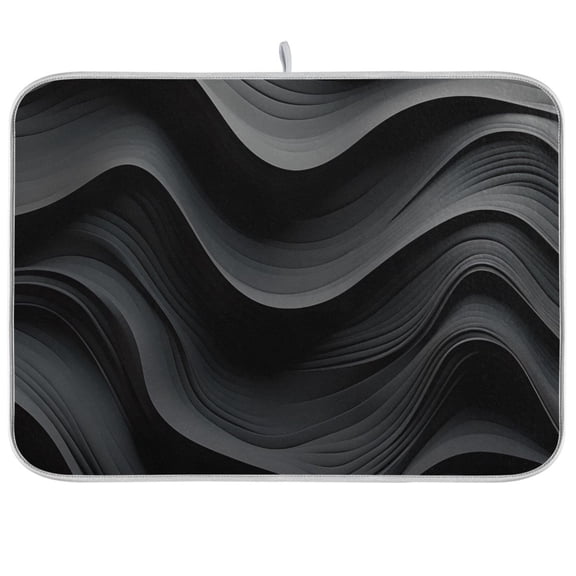 Black Print Dish Drying Mat Microfiber Kitchen Mats Large Counter Absorbent Dish Pad Drainer Rack 16"x18"