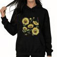 thumbnail image 1 of Black Print Hoodie Graphic Hoodie Watercolor Sunflower Cluster Daily Casual Relaxing Nature Inspired Tops S-2XL Tops, 1 of 5
