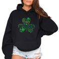 thumbnail image 1 of Black Print Hoodie Sweatshirt St Patricks Day Themed Shamrock Graphic Sweatshirt Holiday Party Shirts Tops S-2XL, 1 of 7