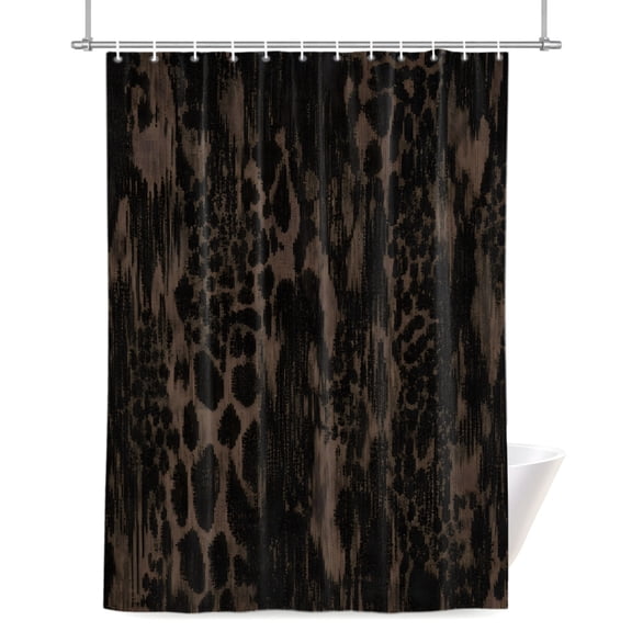 Black Print Spots Bathroom Shower Curtain, Country Vintage Rustic Abstract Print Waterproof Washable Soft Bath Curtain for Bathtub Decor with 12 Hooks&Grommet, 36x72in