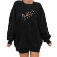 thumbnail image 1 of Black Print Sweatshirt Graphic Cat Dandelion Design Whimsical Nature Theme Casual Daily Shirts Stylish Comfortable Apparel Tops S-3XL, 1 of 6