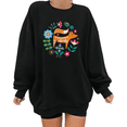 thumbnail image 1 of Black Print Sweatshirt Graphic Folk-Style Fox & Florals Theme Casual Daily Shirts Stylish Comfortable Apparel Tops S-3XL, 1 of 6