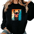 thumbnail image 1 of Black Print Sweatshirt Graphic Retro Sunglasses Alpaca Design Vintage Cool Theme Casual Daily Shirts Stylish Comfortable Apparel Tops S-3XL, 1 of 6