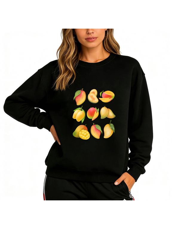 Women's Graphic Sweatshirt Mango Pattern Print Crew Neck Pullover S-3XL