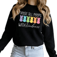 thumbnail image 1 of Black Print Sweatshirt Graphic Sweatshirt Treat All Peeps Easter Casual S-3XL Tops, 1 of 5