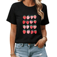 thumbnail image 1 of Black Print T-Shirt Graphic Tee Cute Strawberry Art Gift For Fruit Lovers S-5XL, 1 of 5