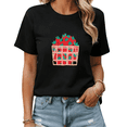 thumbnail image 1 of Black Print T-shirt Graphic Tees Cute Strawberry Basket Print Summer Picnic Shirts S-5XL Tops, 1 of 5