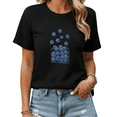 thumbnail image 1 of Black Print T-shirt Graphic Tees Smiling Blueberry Print Summer Picnic Shirts S-5XL Tops, 1 of 5