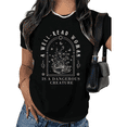thumbnail image 1 of Black Print Tshirt Book Lover Woman Quote Graphic Tees Shirts Well Read Reader Feminist Literature Lover Casual Oversized Shirt S 5XL Tops, 1 of 5