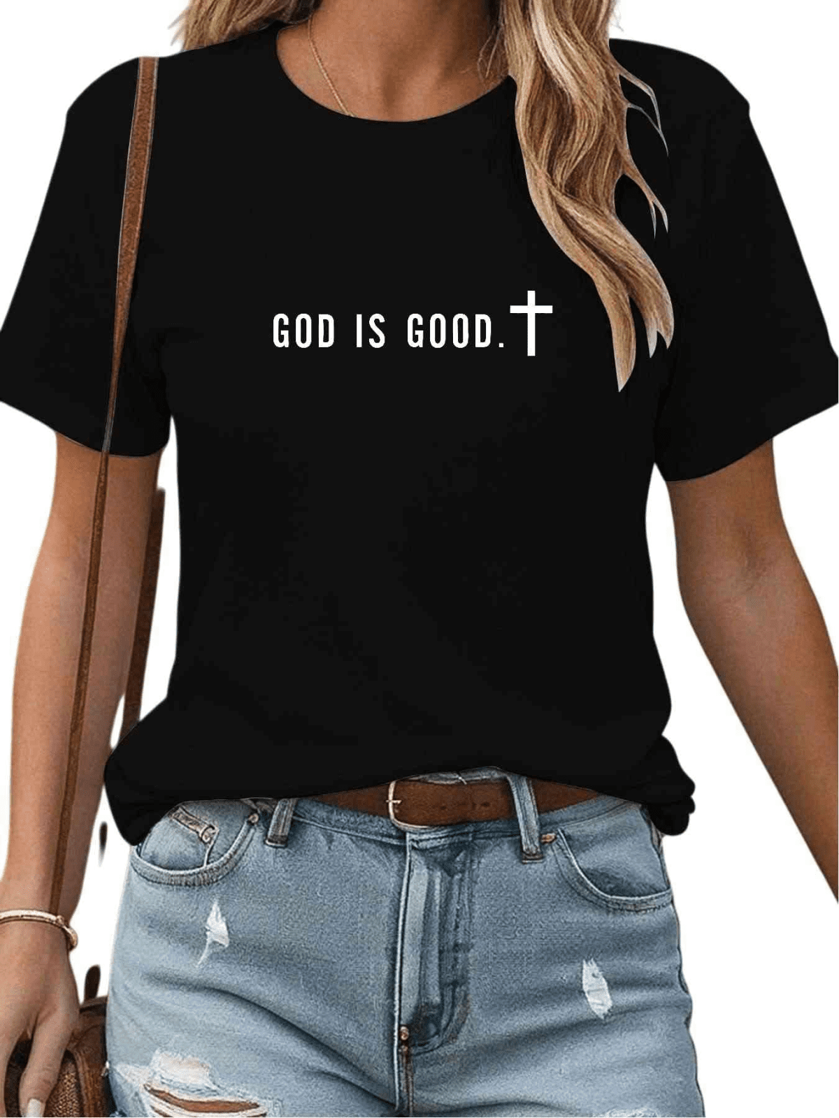 Black Print Tshirt Graphic Tees Loose Shirts Streamlined White Cross ...