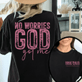 thumbnail image 1 of Black Print Tshirt Graphic Tees No Worries God Got Me Motivational S-5XL Shirts for Daily Outfits Tops, 1 of 5