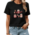 thumbnail image 1 of Black Print Tshirt Graphic Tees Retro Strawberry Preserve Jar Graphic Shirts S-5XL Tops, 1 of 5