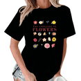 thumbnail image 1 of Black Print Tshirt Graphic Tees Shirts Botanical Flowers Guide Print Summer Outfit S-5XL Tops, 1 of 5