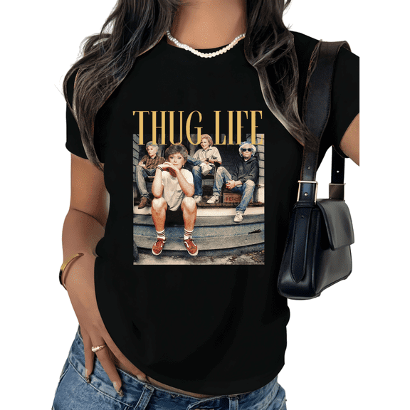 Black Print Tshirt Graphic Tees Shirts Funny Thug Life Group Photo Casual Street Wear Gift Size S-5XL Tops