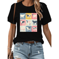 thumbnail image 1 of Black Print Tshirt Graphic Tees Shirts S-5XL Colorful Cow Pattern Relaxed Daily Tops, 1 of 4