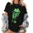 thumbnail image 1 of Black Print Tshirt Graphic Tees St Patricks Day Green Tongue Clovers Rock Music Shirts S-5XL Casual Tops, 1 of 5
