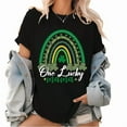 thumbnail image 1 of Black Print Tshirt Graphic Tees St Patricks Day One Lucky Mama Green Rainbow Clover Shirts S-5XL Casual Tops, 1 of 5
