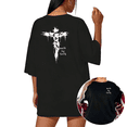 thumbnail image 1 of Black Print Tshirt Graphic Tees Walk By Faith Jesus Cross Christian Shirts S-5XL Tops, 1 of 5