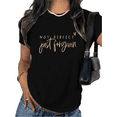 thumbnail image 1 of Black Print Tshirt Women Graphic Tees Not Perfect Just Forgiven Shirts for Christian Faith Casual Daily Wear Tops S-5XL, 1 of 5