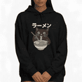 thumbnail image 1 of Black Print hoodie Graphic Sweatshirt Ramen Cat Japanese Noodle Funny Cat Lover Casual Wear S-2XL Tops, 1 of 5