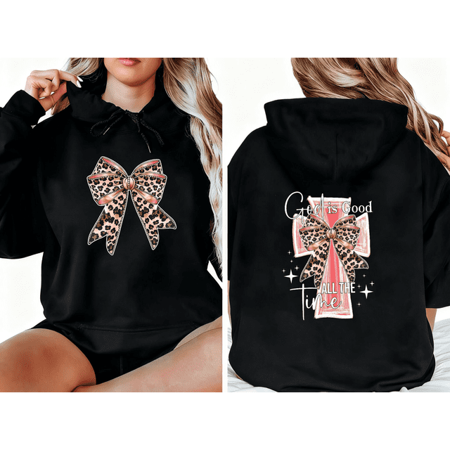 Black Print hoodie Sweatshirt Graphic Sweatshirt God Is Good Christian Women S-2XL Tops