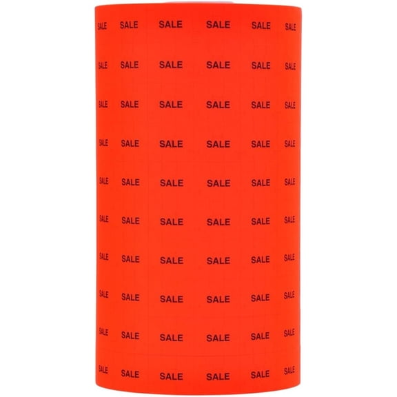 Black Print on Fluorescent Red"SALE" Pricing Labels to fit Bilot 1115 Pricers. 10 Rolls with 1 Free .