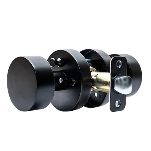 Black Privary Door Knobs Interior - for Satin Brass Door Knobs Suitable for Hallway, Wardrobe, Bathroom,etc Heavy Duty for All Standard Size Doors