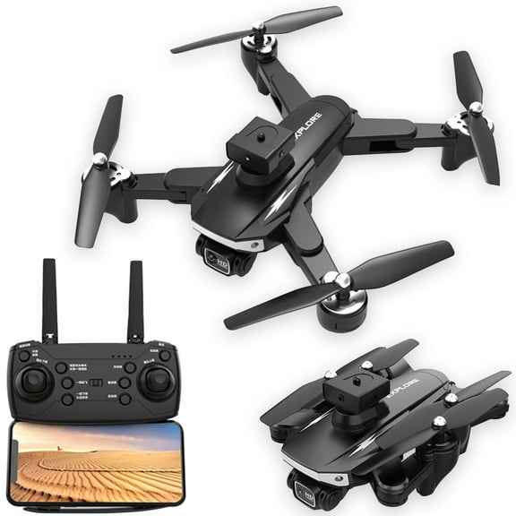 Black Professional Drones With Esc Camera Brushless Motor Remote Control Obstacle Avoidance Cool Lights 2.4G Rc Quadcopter Altitude Hold For Aerial Photography And Outdoor Flying 18.5X13X8