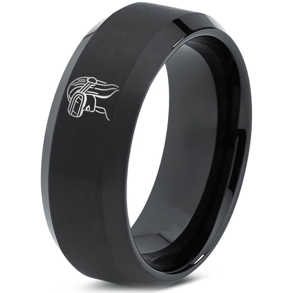 Handmade Black Ring for Women Gamer Tungsten Friendship Romantic Modern 50th Birthday Gift