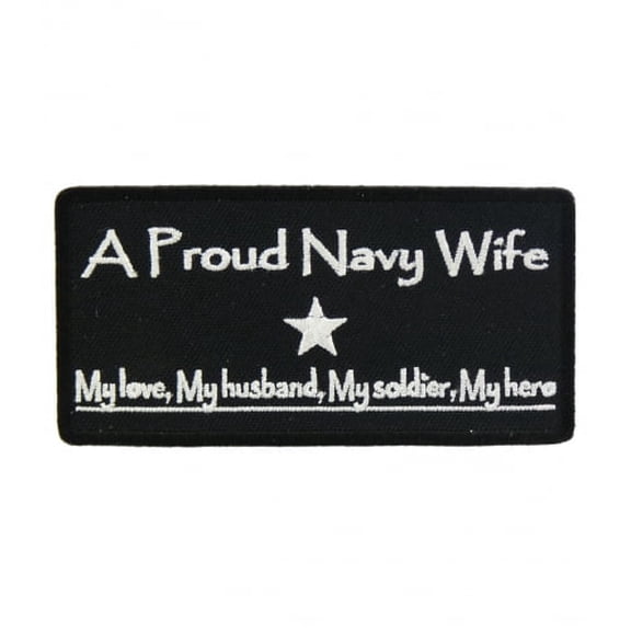 Black Proud Navy Wife Sewing Patch.