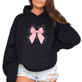 thumbnail image 1 of Black Proverbs 31:25 Pink Bow Cross Hoodie Christian Faith Religious Belief Inspirational Message Casual Wear Tops S-2XL, 1 of 7