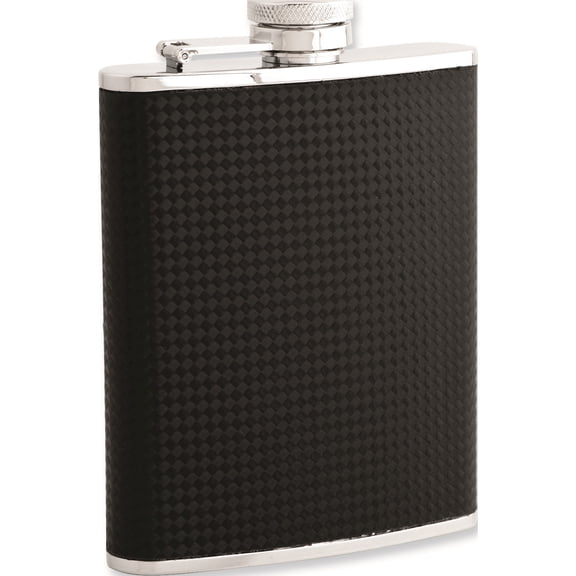 Black Pu Carbon Fiber 6Oz Flask W/Funnel Designer Jewelry by Sweet Pea